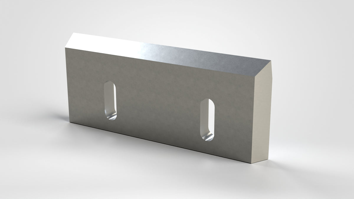 Rotor Knife 210x90x16, 2x oblong hole 40x14, cutting edge 50°/7°, 2x thread M8, beveled right
