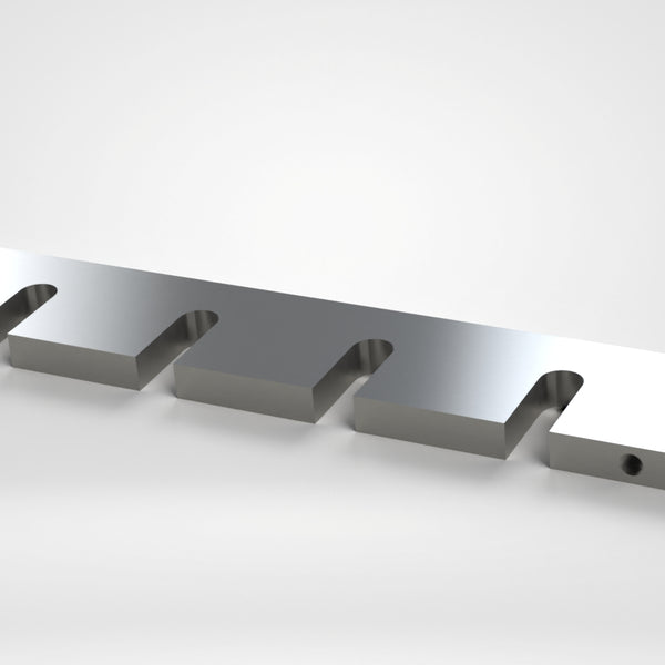 Stator knife 600x90x20, 6x slot 56x22, 2x thread M12, 80° cutting edge