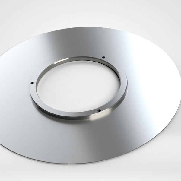 Laserfilter Ø365x1,5 mm, gehärtet, Lochung Ø180/210µm, 3 Befestigungslöcher, durchlässige Fläche ca. 10%
