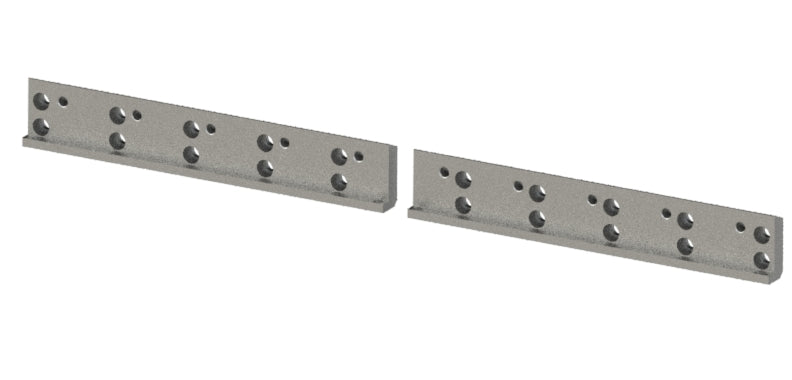 Rotormesserträger 2-teiliger Satz, 1468x123x53, 10 Gewinde M20, 1x Fase 67°, 1x Fase 10x45°,  1x Fase 2x45°, 4x Gewinde M8, 20x Stufenbohrung Ø33/Ø22, Stirn geschrägt 86°