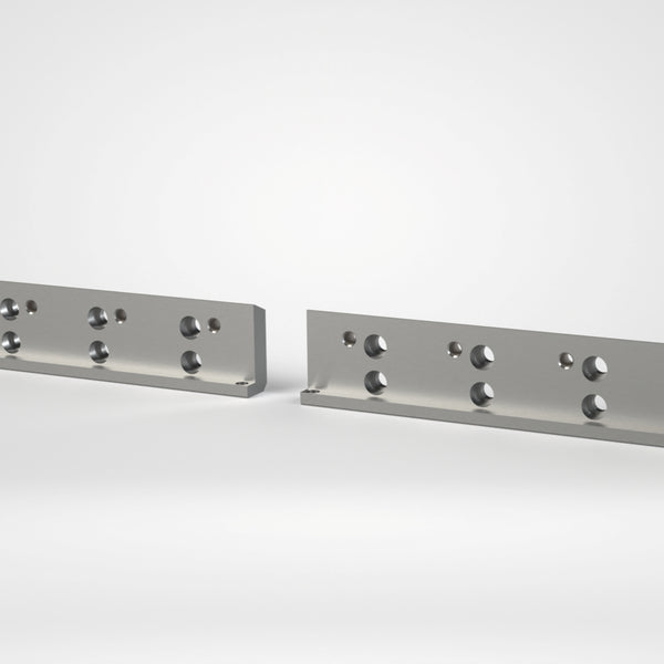 Rotormesserträger 2-teiliger Satz, 1468x123x53, 10 Gewinde M20, 1x Fase 67°, 1x Fase 10x45°,  1x Fase 2x45°, 4x Gewinde M8, 20x Stufenbohrung Ø33/Ø22, Stirn geschrägt 86°