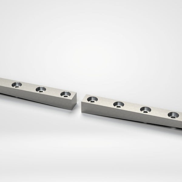 Statorklemmplatten 2teiliger Satz HINTEN, 1498(2x749)x63/26x70, insgesamt 12x Stufenbohr. Ø50/Ø22, keilförmig, Herbold ID: 1019034600 (S355) oder Herbold ID: 1019034620 (Hardox)