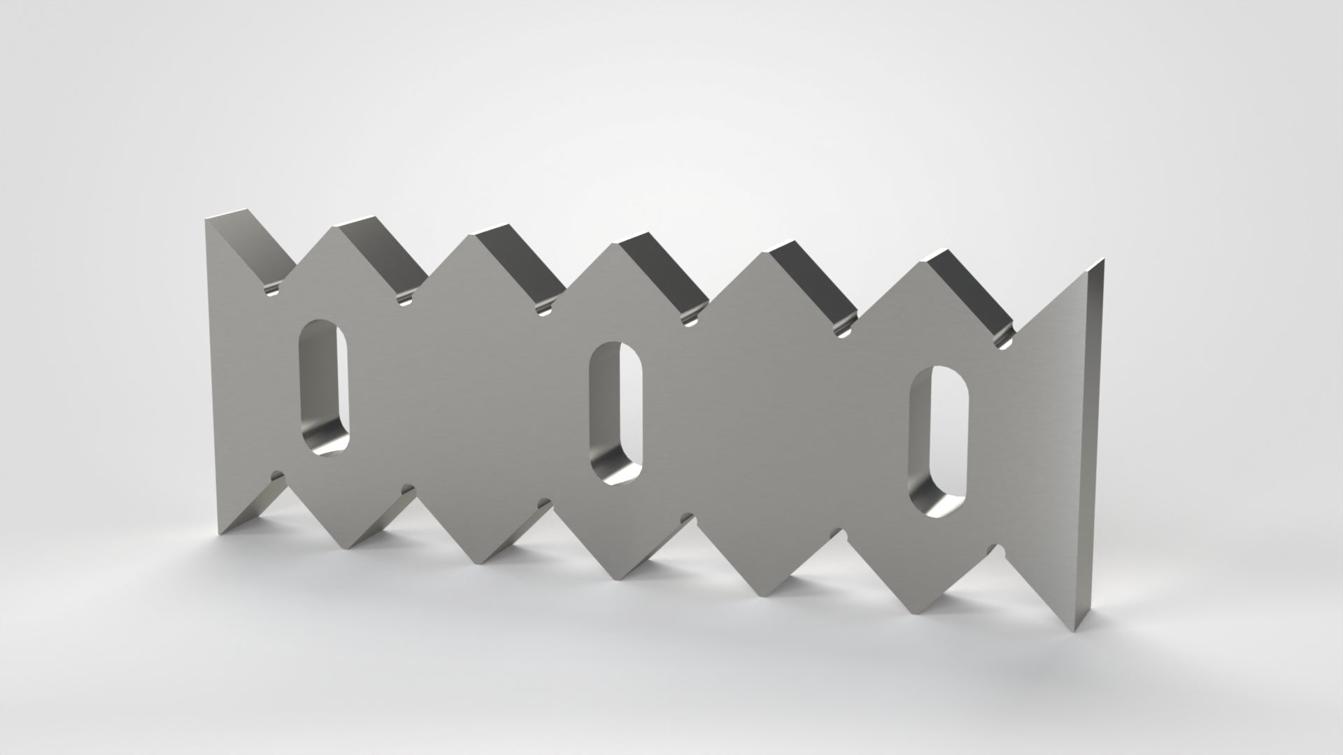 Gegenmesser 308x114x27, 6 beidseitige Zahnkerben, Zahnschritt 49.2, Zähne abgeflacht, 3x Langloch 19x49, Abstand 109, Lindner ID: 243797-17 oder 254725-17
