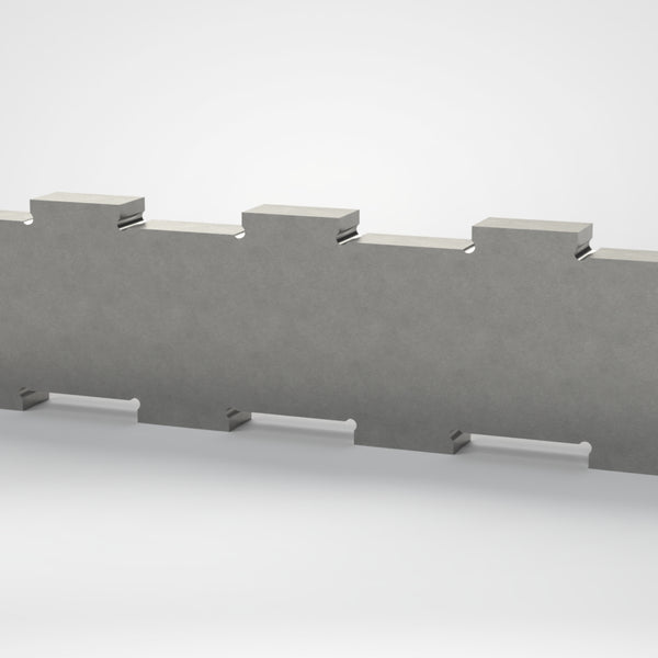 Gegenmesser 493x106x27, Zahnschritt abwechselnd für Rotormesser klein und groß, Ausführung ohne Langlöcher, 90° Schneide