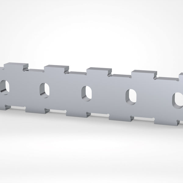 Gegenmesser 498x108x27, für Stufenrotor, Zahnschritt für 50er Schneidkrone, 5x Langloch 35x24, 90° Schneide, Lindner ID: 318256-17