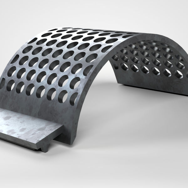 Screen basket, 308mm wide, round perforation Ø30, plate thickness t=15, wear-resistant steel, Lindner ID: 244523, 254459, 244555