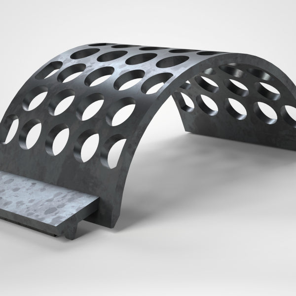 Screen basket, 308mm wide, round perforation Ø60, sheet thickness t=15, wear-resistant steel, Lindner ID: 244523, 254459, 244555