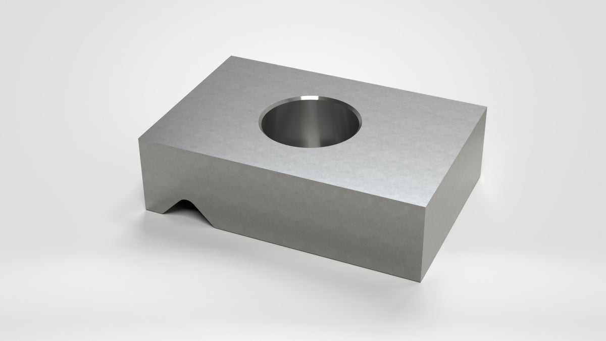 Klemmteil, 105x70x30, Senkbohrung, Keilnut 90°, 1x Stufebohrung Ø35/Ø22, Lindner ID: 176091