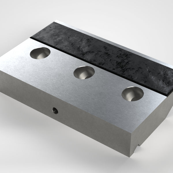 Clamping plate 344.5x224.3x60, for counter knife, armored, 3x countersunk hole Ø26/Ø40, 1x thread M16, Lindner ID: 33951