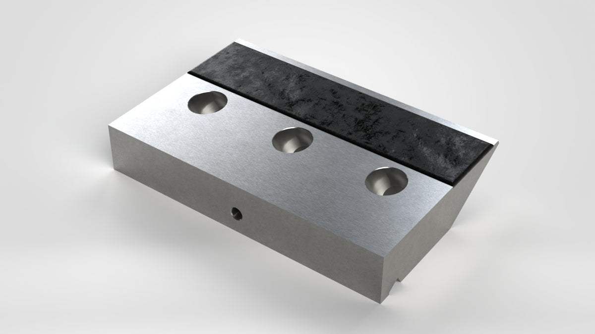 Klemmleiste 344.5x224.3x60, für Gegenmesser, aufgepanzert, 3x Senkbohrung Ø26/Ø40, 1x Gewinde M16, Lindner ID: 33951