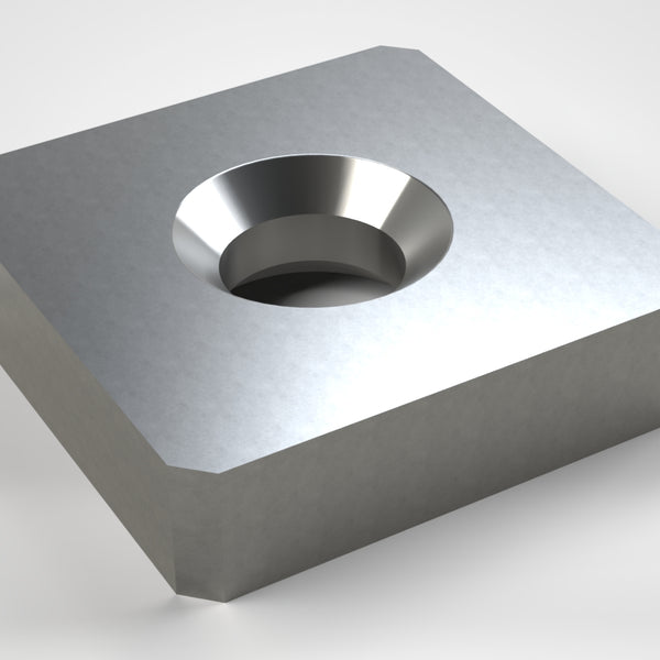 Rotor blade 145x145x37, all corners flattened, for Alpha Cutter, double-sided conical countersink Ø47/69.5/90°, reversible, matching threaded sleeve M30 (MWV0072-20)