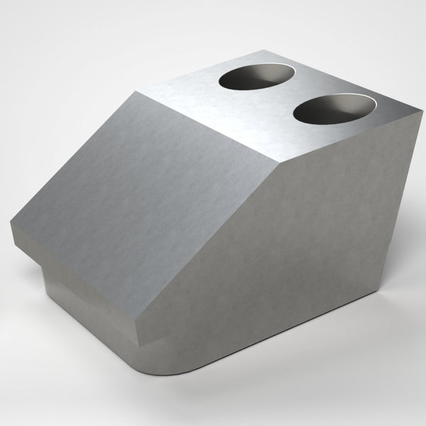Support for knife holder, wedge-shaped, 144x120x73, 2x countersunk hole Ø33/Ø22