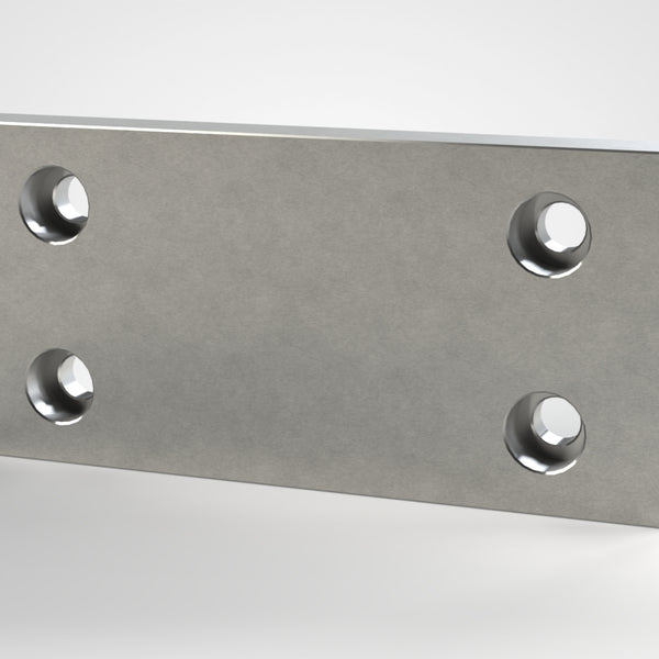 Unterstützung für Messerhalter, 180x82x18, 4x Senkbohrung, zwei Ecken gerundet