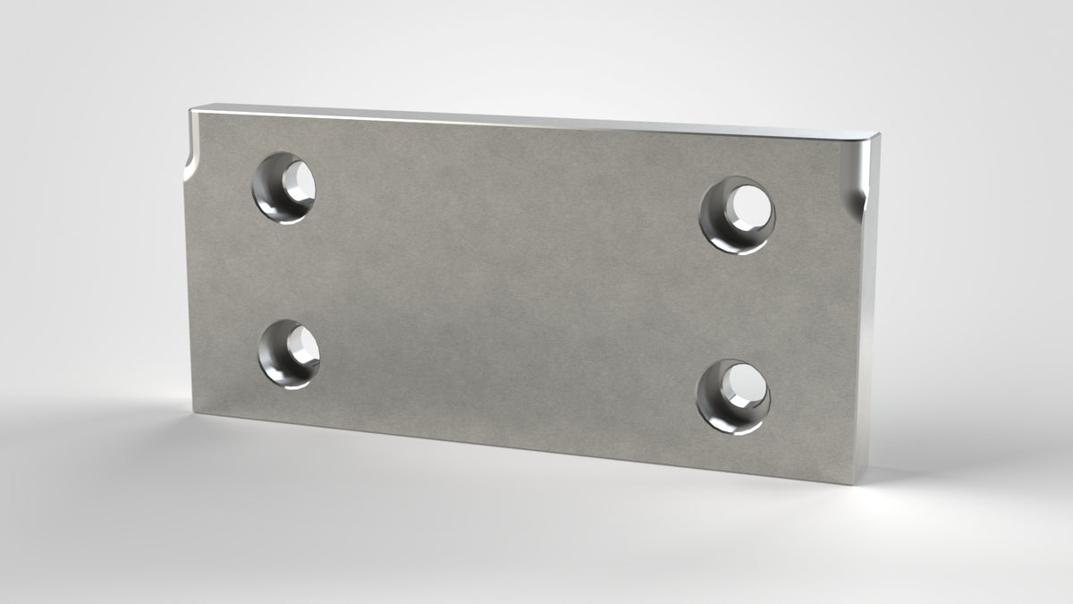 Unterstützung für Messerhalter, 180x82x18, 4x Senkbohrung, zwei Ecken gerundet
