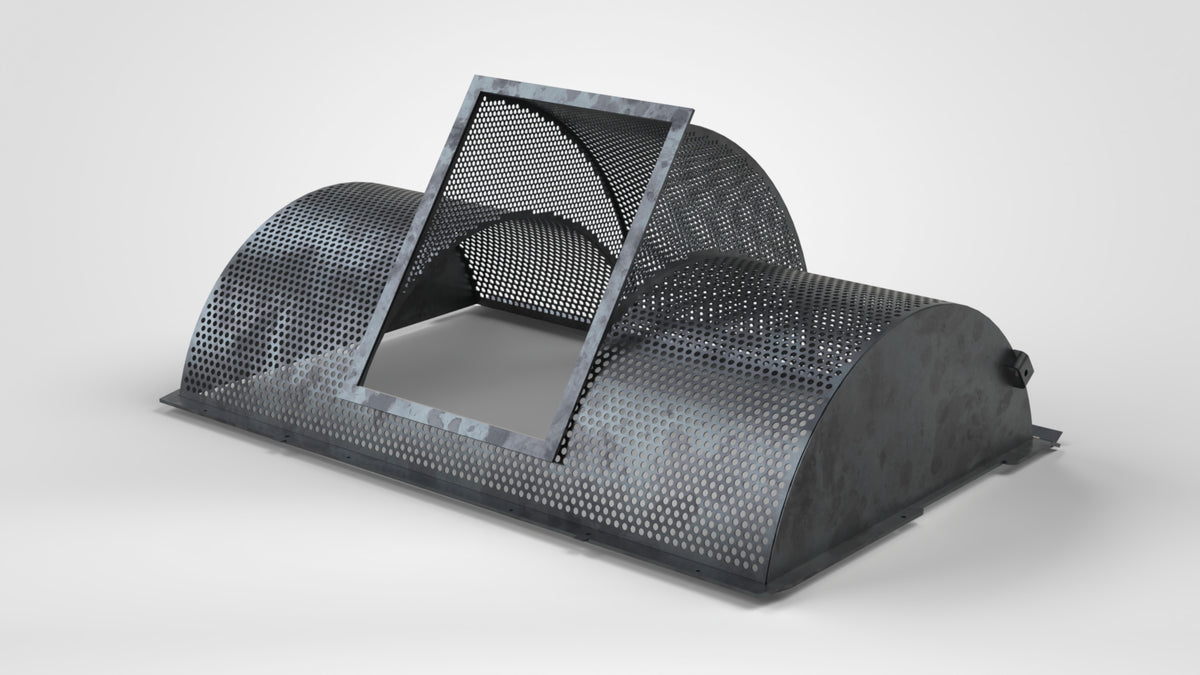 Strainer basket length 2044, perforation Ø12, web 4, screen plate thickness t=3, frame and welded construction