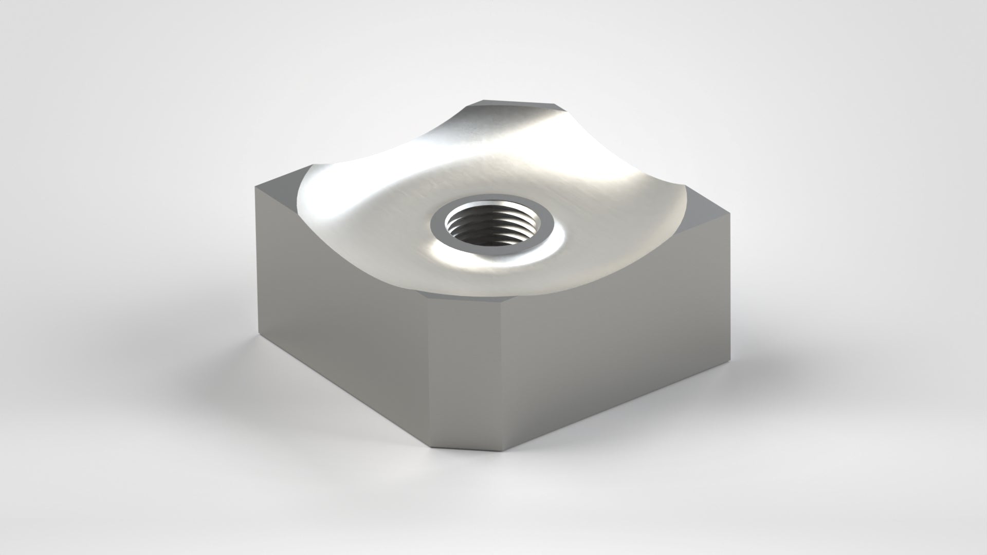 Cutting Crown 60x60x30, slight hollow grind, flattened, 2 opposite corners with web, 1x M18 thread in center