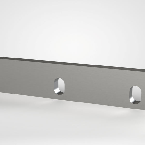 Statormesser 459x70x20, 3x Langloch 34x22, Schneide 90°, 2x Gewinde M12, 1° Stirnschrägen