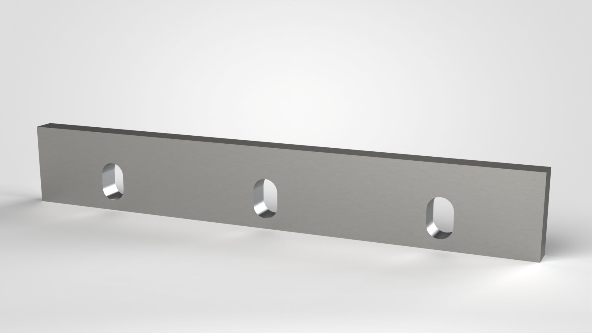 Statormesser 459x70x20, 3x Langloch 34x22, Schneide 90°, 2x Gewinde M12, 1° Stirnschrägen