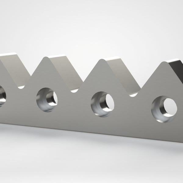 Gegenmesser 256x75x35, 3 x Stufenloch Ø26/Ø18, 1x Stufenloch Ø26/Ø16, 4 Zähne, 2x Fase 1x45°