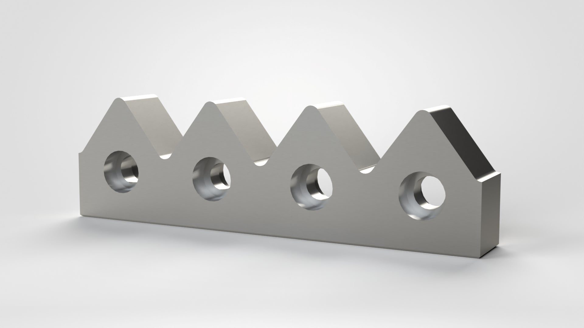 Gegenmesser 256x75x35, 3 x Stufenloch Ø26/Ø18, 1x Stufenloch Ø26/Ø16, 4 Zähne, 2x Fase 1x45°