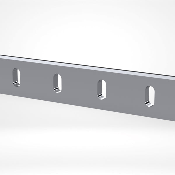 Statormesser 755x100x22, 6x Langloch 50x24, einseitige Schneide 80°, Einstellgewinde 3x M10, Hartmetall bestückt