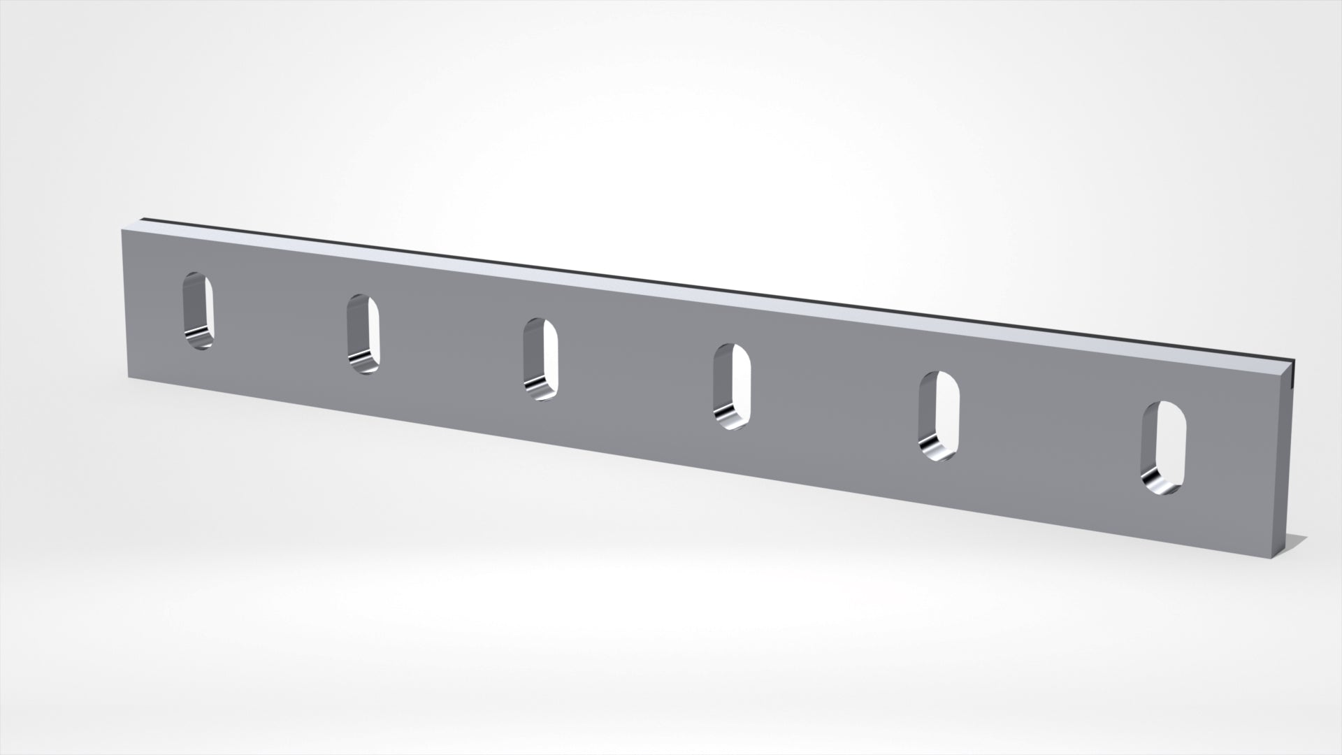 Statormesser 755x100x22, 6x Langloch 50x24, einseitige Schneide 80°, Einstellgewinde 3x M10, Hartmetall bestückt