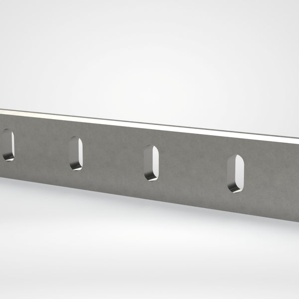 Statormesser 755x100x22, 6x Langloch 50x24, einseitige Schneide 80°, Einstellgewinde 3x M10, Hartmetall bestückt