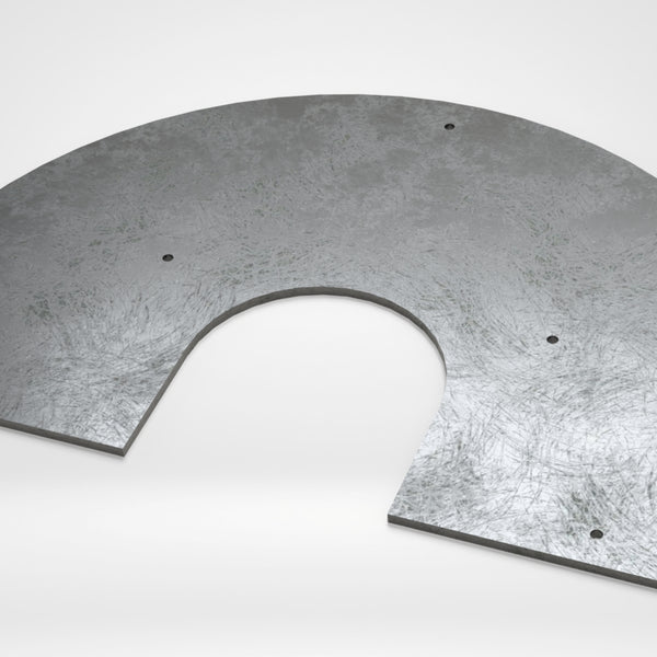 Auskleidungsblech für links und rechts, Seitenwand unten, HB400, 808x526x10, 11x Gewinde M12, 2x Ausklinkung