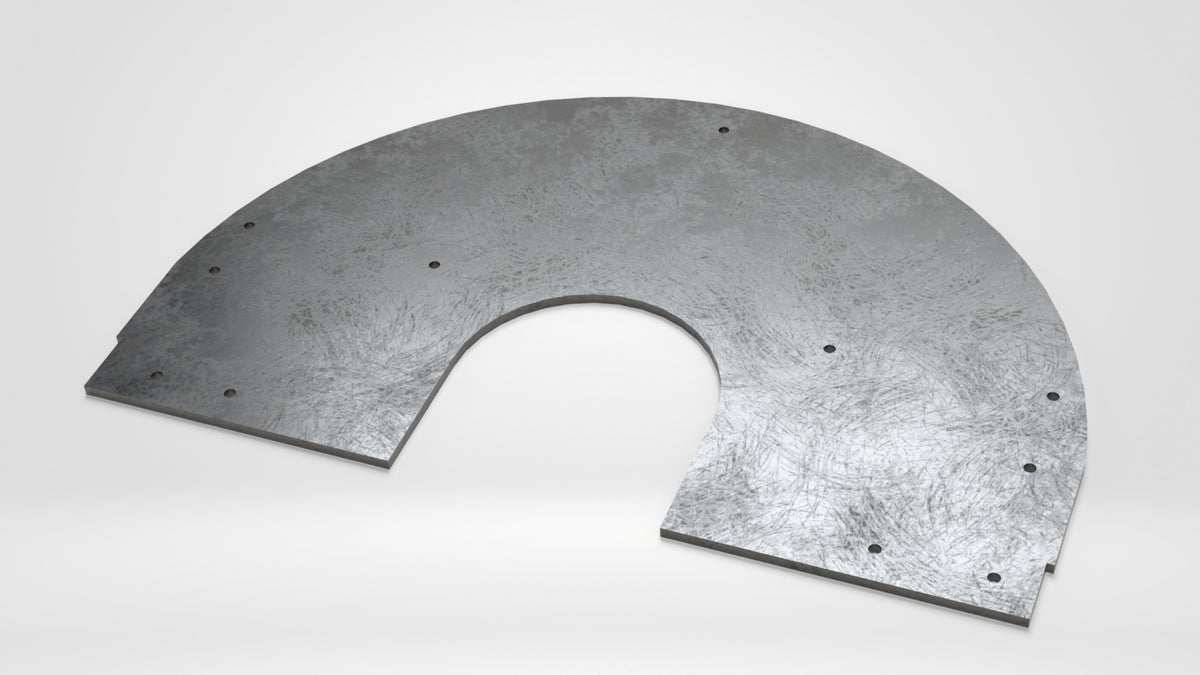 Auskleidungsblech für links und rechts, Seitenwand unten, HB400, 808x526x10, 11x Gewinde M12, 2x Ausklinkung
