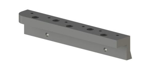 Statorauflagesatz 2teilig OBEN 1524(2x762)x137x129, L-förmig, 10x Stufenbohrung Ø40/26, 2x R63, 2x Stufenbohrung Ø33/22,12x M20