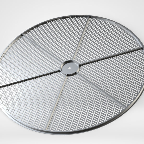 Circular screen Ø1781, sheet thickness t=2, stainless steel, perforation Ø20, pitch 5, reinforced with annular hollow profile, for Sweco screening machine