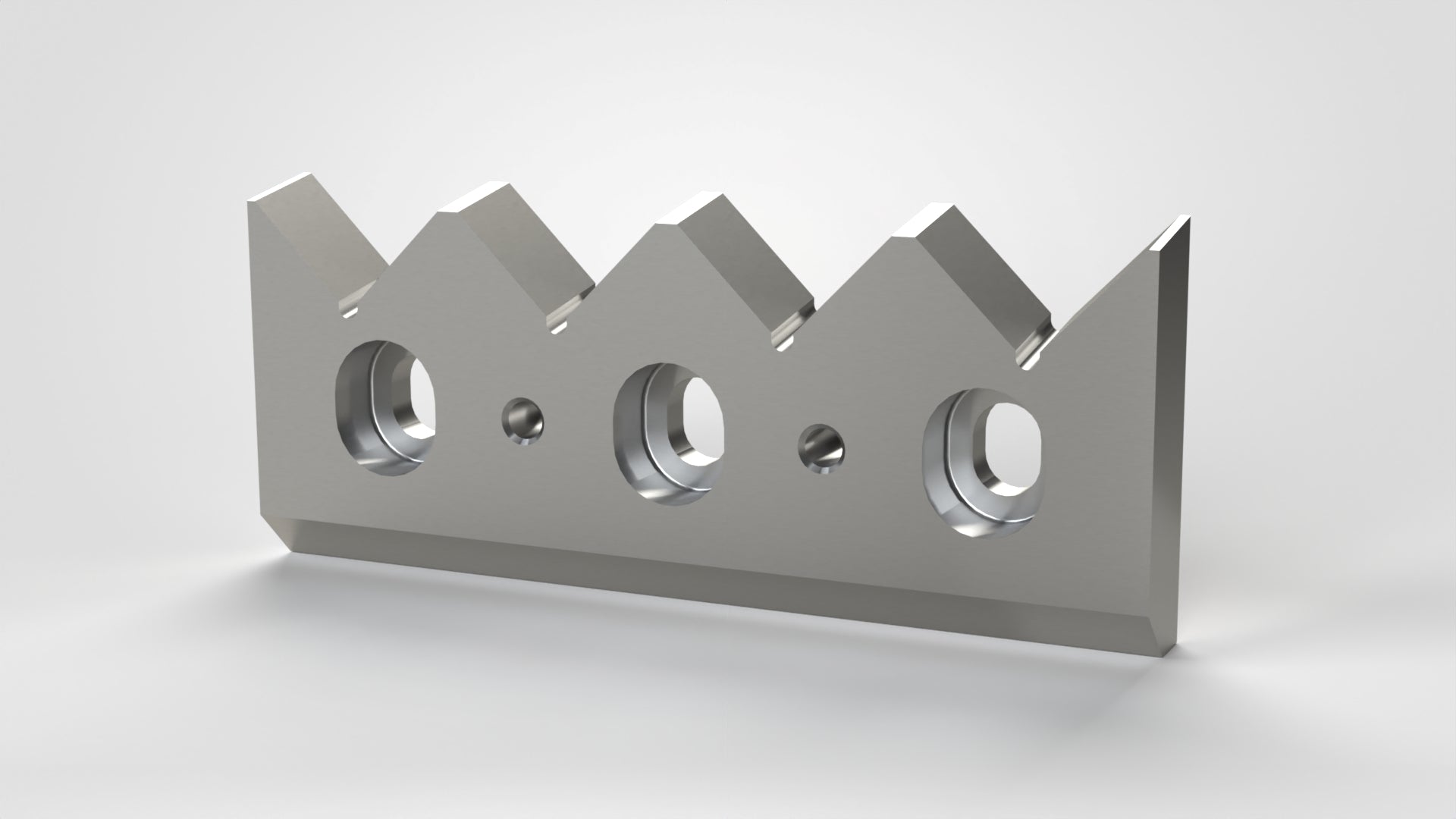 Gegenmesser 257x108x28, 4 Zahnkerben, Zahnschritt 64, 3x Stufenbohrung 38x32/24x18, 2x Gewinde M12