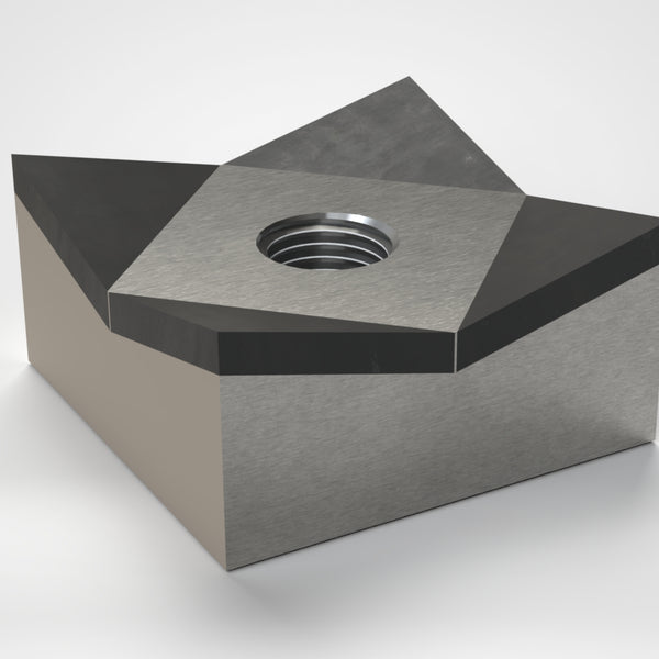 Schneidkrone 40x40x20, 1x Gewinde M12 mittig, 4 Ecken Hartmetall bestückt