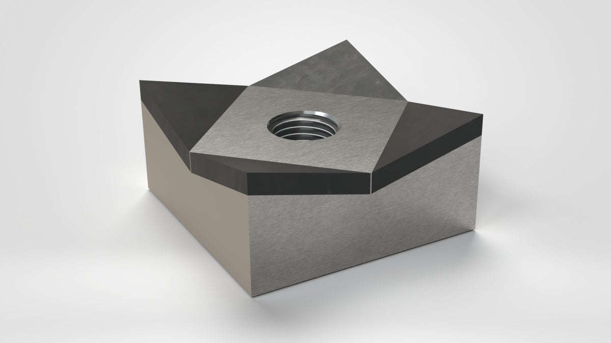 Schneidkrone 40x40x20, 1x Gewinde M12 mittig, 4 Ecken Hartmetall bestückt
