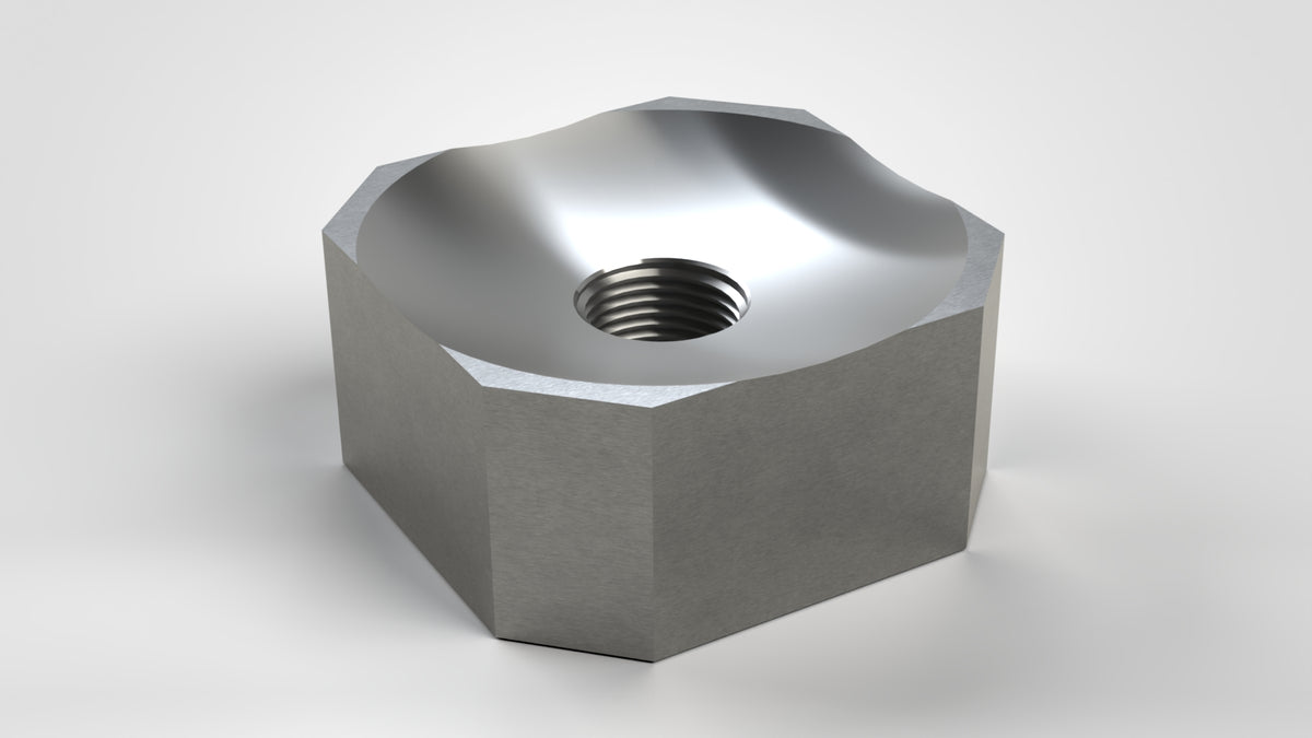 Schneidkrone 60x60x28,5, 8-eckig, 1x Gewinde M18 mittig, Breite 68,8, mit Hohlkehle, abgeflacht