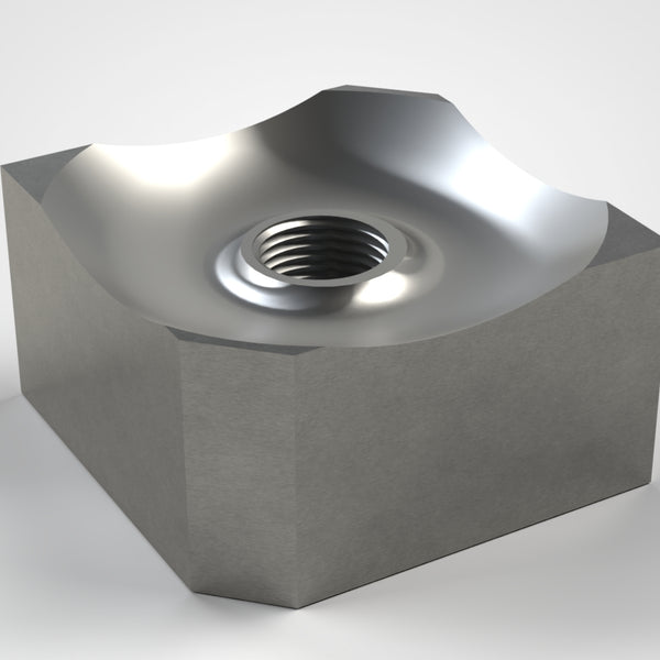 Schneidkrone 80x80x45, 1x Gewinde M24 mittig, 2 Ecken abgeflacht