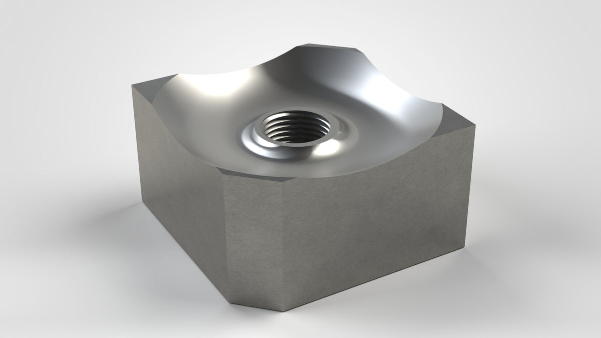 Schneidkrone 80x80x45, 1x Gewinde M24 mittig, 2 Ecken abgeflacht