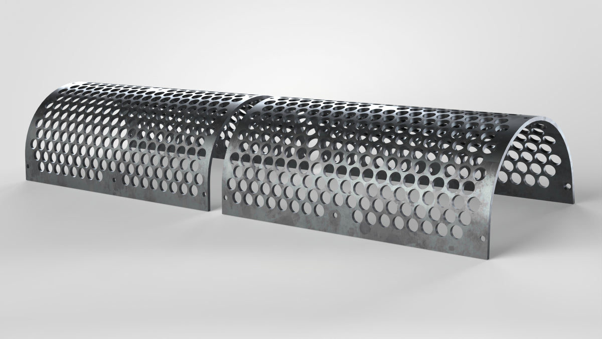 Perforated plate 2450x1195, 2-piece set, plate thickness t=15, perforation Ø50, 18x holes for countersunk socket head screws 20 mm