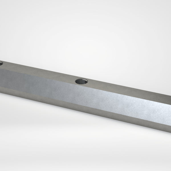 Klemmplatte Rotormesser, 362x58x30, 3x Gewinde M20, 2x längsseitig 45° Schräge