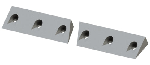 Klemmplattensatz 2teilig, keilförmig, 782x115x48, 6x Bohrung Ø22, 6x Ausfräsung für Schraubensitz