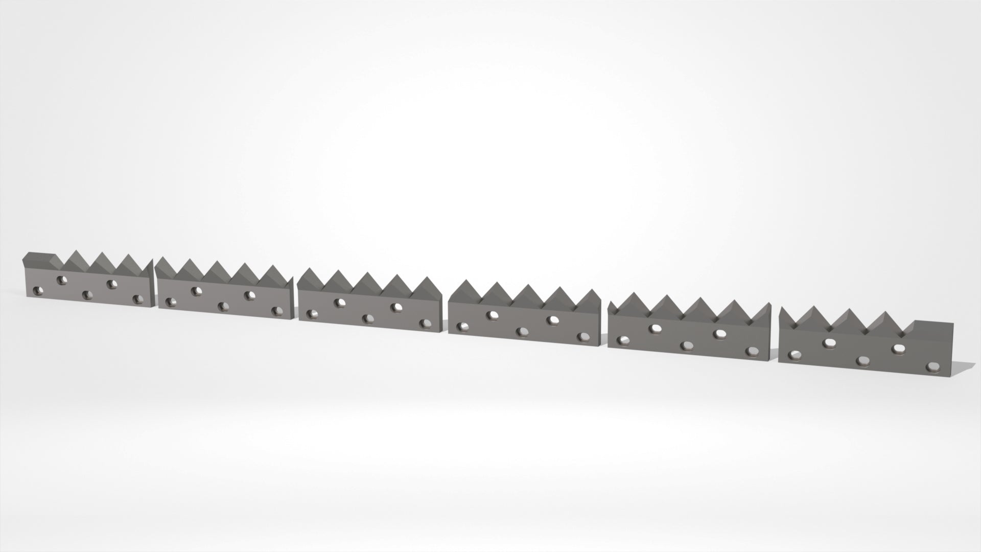 Counter Knife 6-piece set, 2988x176x44/30, for 80 mm cutting crown, 27 tooth notches in total, 30 stepped elongated holes, case-hardened