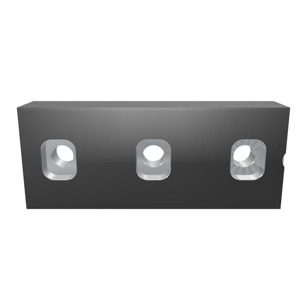 Square Knife 196x78x38 asymmetrical, 3x double-sided step countersink, for mounting screw M16