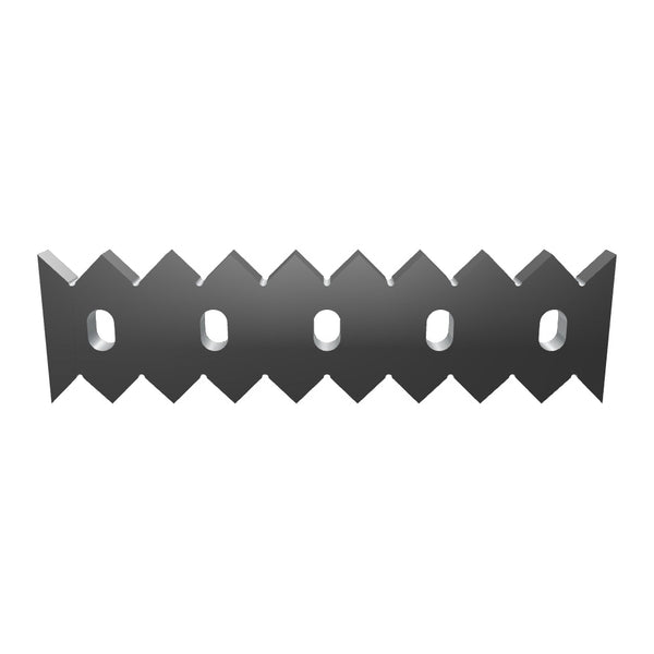 Gegenmesser/Abstreifer 500x137x27, 5x Langlloch 24x38, 18 Zahnkerben, Zahnschritt 55,6, Lindner ID: 175995