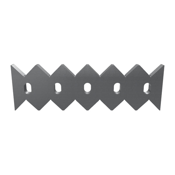 Gegenmesser/Abstreifer 500x156x27, abgeflachte Zahnspitzen, 5x Langloch 39x24, beidseitig 6 Zahnkerben, Lindner ID: 209321