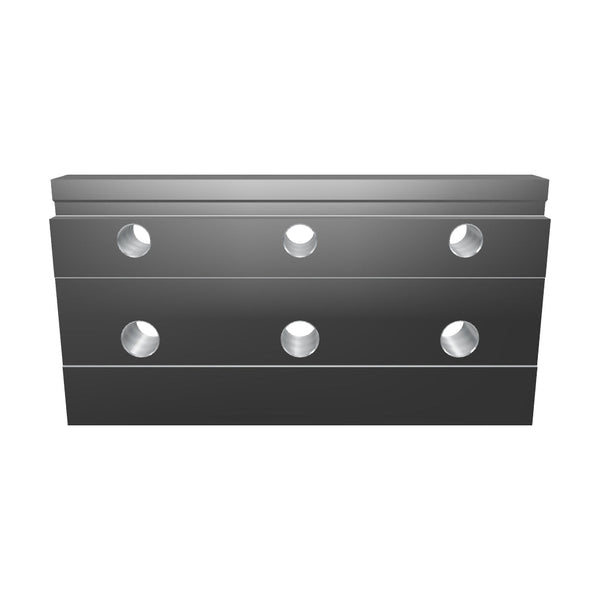 Klemmleiste 345x180x48, stufenförmig, 3x Bohrung Ø22, 3x Bohrung Ø26, eingefräste Nut 12x4, Lindner ID: 31497