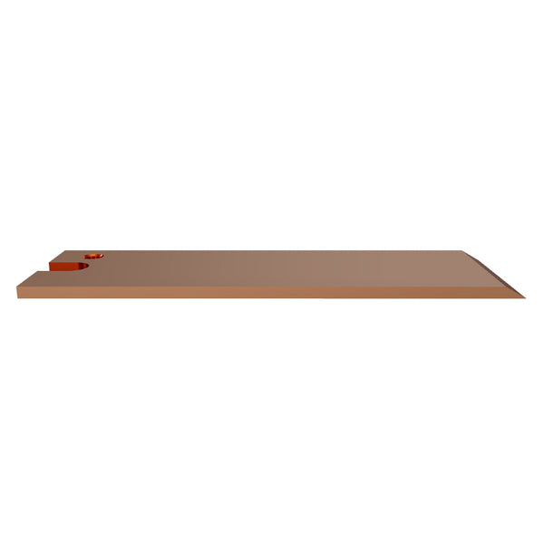 Schabermesser für MAS, 238x74,5x5,8, Schneide 30°, Nut 17,5x24, 1x Bohrung Ø10, hergestellt aus Kupfer-Legierung, OHNE VERRUNDUNG DER ECKEN