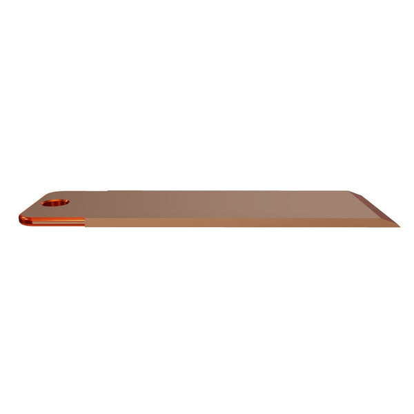 Schabermesser für MAS, 238x74,5x5,8, Schneide 45°, Bohrung 17,5, ECKEN VERRUNDET, hergestellt aus Kupfer-Legierung