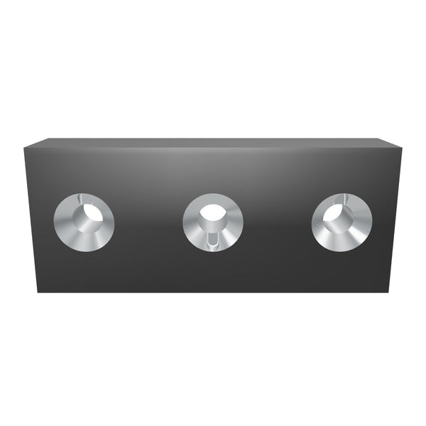 Leistenmesser 198x82x42, 3x Kegelsenkung Ø17, für Nasenschrauben M16
