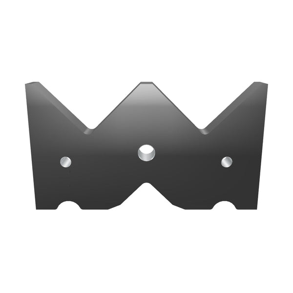Gegenmesser/Abstreifkamm 356x200x39, 2 Zahnkerben, Zahnschritt 178, Zähne abgeflacht, Durchgangsbohrung mittig Ø25, 2x Gewinde M16, eckige Nut, 2 runde Ausklinkungen, mittlere Härte