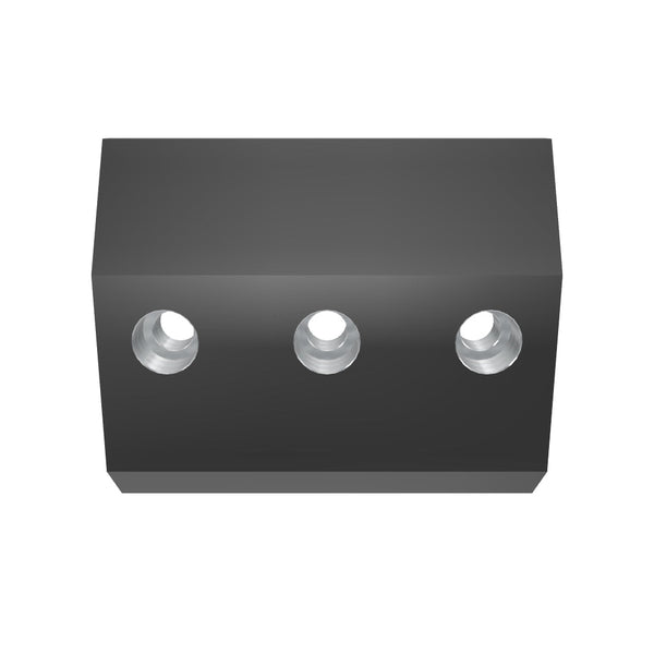 Clamping plate 356x299x77, 3x stepped bore Ø50/Ø33, flattened on the front, unarmoured